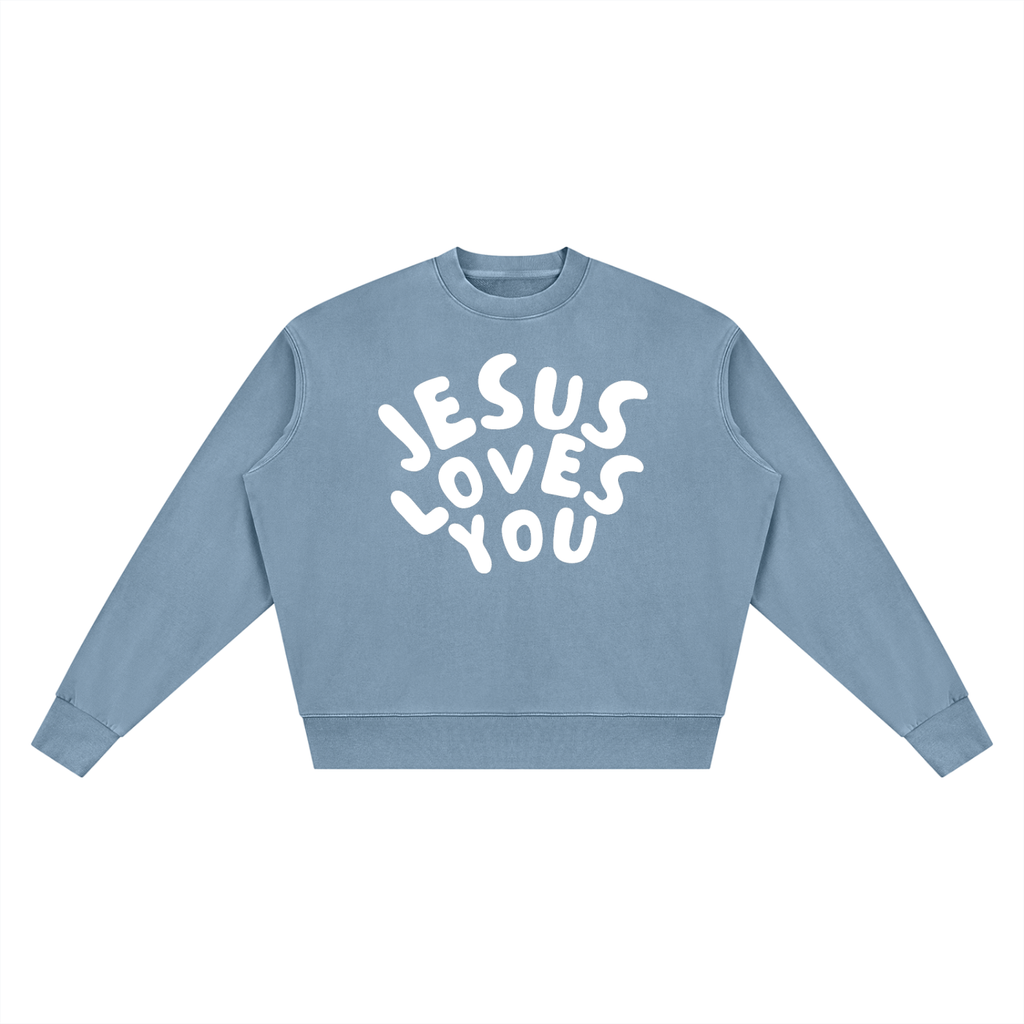 Jesus Loves You Vintage Wash Crewneck Sweatshirt